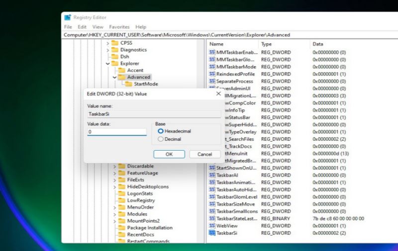 Win11任务栏如何通过注册表修改三种不同的大小
